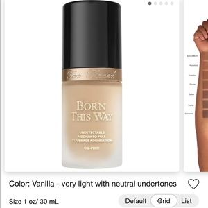 💄Too Faced Born This Way Foundation Vanilla -used